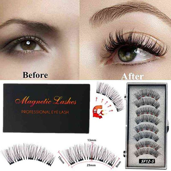 

fake eyelashes 2 pairs 3d natural magnetic eyelashes ,with 5 lashes handmade reusable false support drop shipping 220226