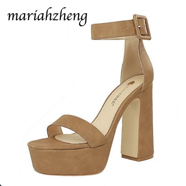

dress shoes meriahzheng 12.5cm fashion thick heel waterproof platform women's high square head open toe word buckle sandals ds, Black