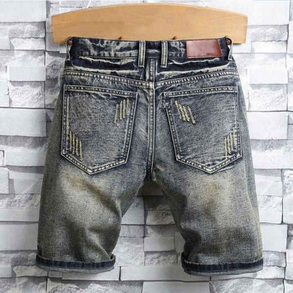 

men's jeans fashion summer mens holes denim shorts men slim straight trend stylist pants size hsdw, Blue