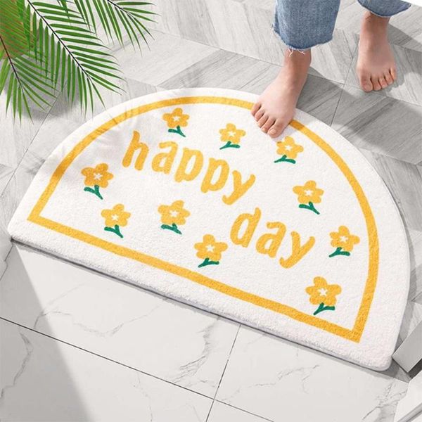 

bath mats 1pcs bathroom non-slip mat absorbent floor door 40*60cm yellow bottom semicircle sun flower bedroom