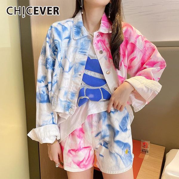 

print two piece set for women lapel tie dye long sleeve high waist straight shorts loose sets female spring fashion women's tracksuits, Gray