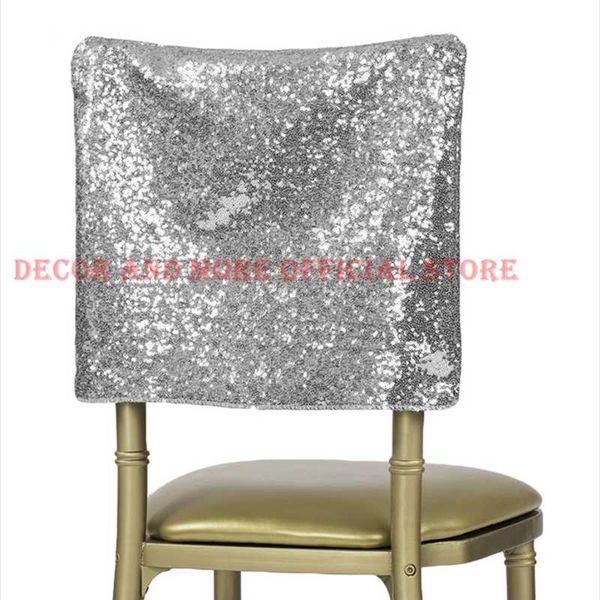 

100pcs/lot decoration outdoor party el wedding chair covers sequin cap silver red pink gold sashes wholesale