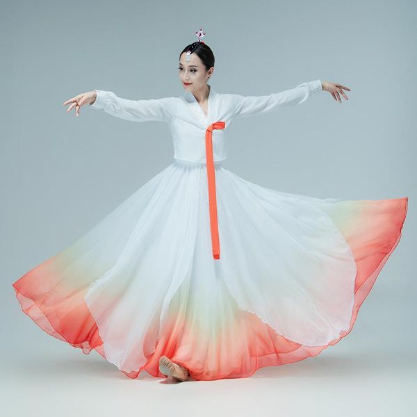 

ethnic clothing creative korean dance performance clothes skirt practice simple hanbok costume, Red