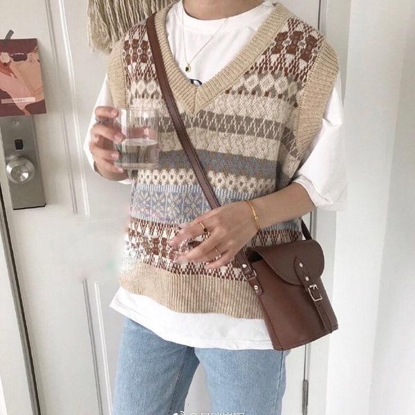 

sweaters sougen vintage sweater vest v neck sleeveless loose sweaters fashion casual tank pullover spring autumn women 's, White;black