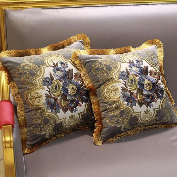 

cushion/decorative pillow luxury velvet embroidery cushion cover flower pillowcase tassel home decorative sofa chair bed throw