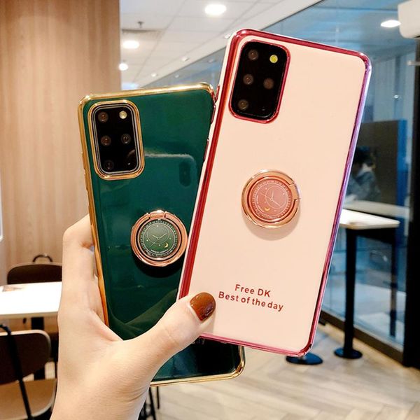 

cell phone pouches luxury electroplated grip stand ring holder soft back case for samsung s20 fe 5g s9 s10 lite note 20 10 9 m51 m31 m11 cov