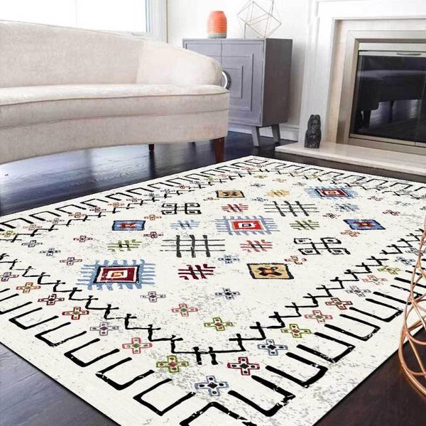 

carpets simple black wire frame rug color geometric moroccan ethnic style floor mats living room bedroom bedside carpet