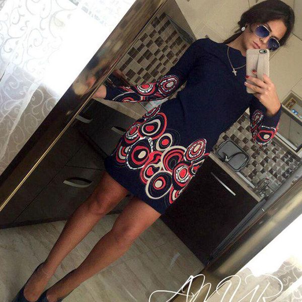 

women short mini dress floral printed casual slim dresses o neck bodycon bandage long sleeve evening party club holiday sundress, Black;gray