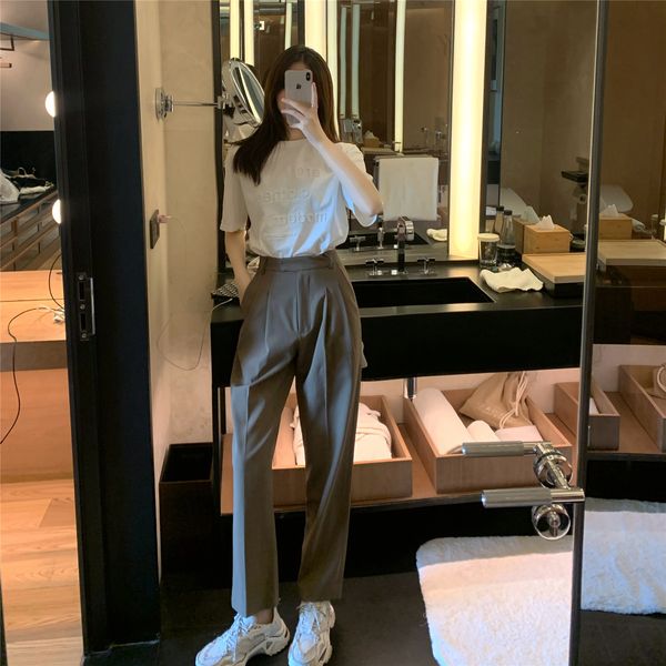 

capris ytx202 korean style loose and drapeja trend thin pants, Black;white