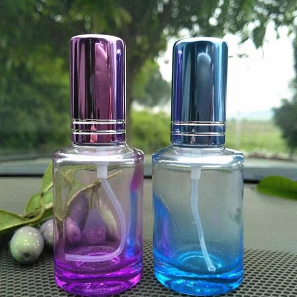 

storage bottles & jars color spray bottle portable empty cosmetic packaging parfum atomizer pump metal cover cylinder glass perfume 25pcs/lo