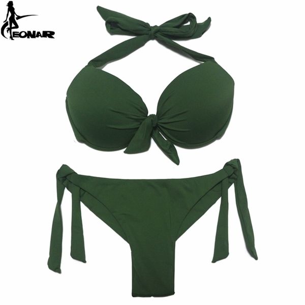 

eonar bikini solid swimsuits women push up bikini set brazilian cut/classic bottom bathing suits plus size swimwear, White;black