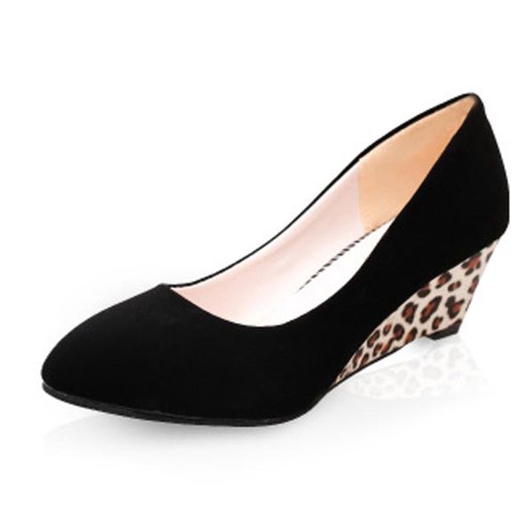 

leopard wedges pumps high heels spring autumn shallow mouth high-heeled women's work shoes casual women xkd3085 dress, Black