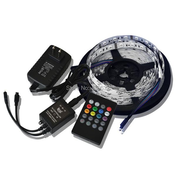 

[1 set]led strip rgb 12v for christmas / home decoration with music ir controller +12v power adapter led strips