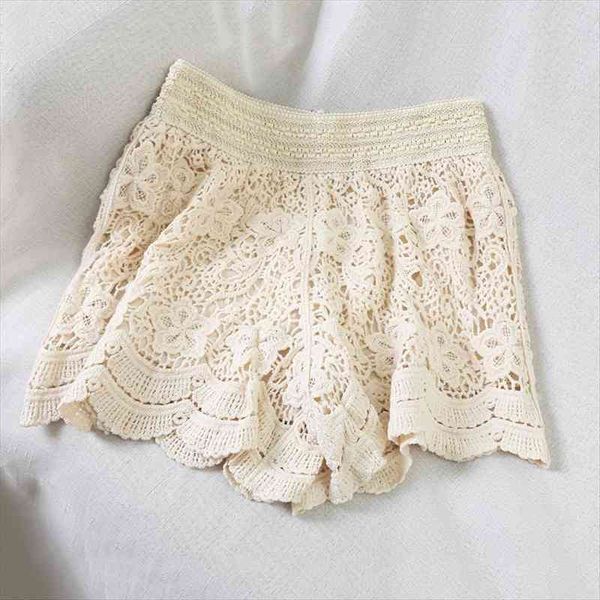 

lace high waist elastic purt women shorts color piece summer outwear, White;black