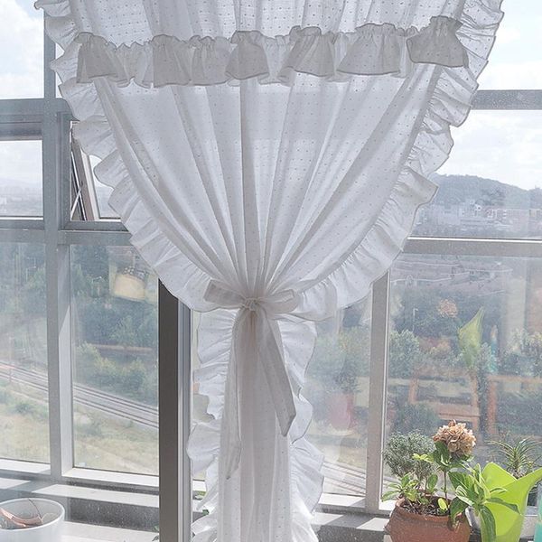 

curtain & drapes korean polka sheer curtains simple voile window decor ruffle tulle for kitchen living room