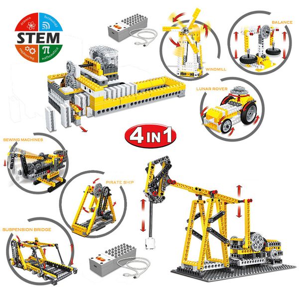 

rc toys 4 in 1 remote control building blocks kit assembled electric toys children stem educational toys compatible major brands
