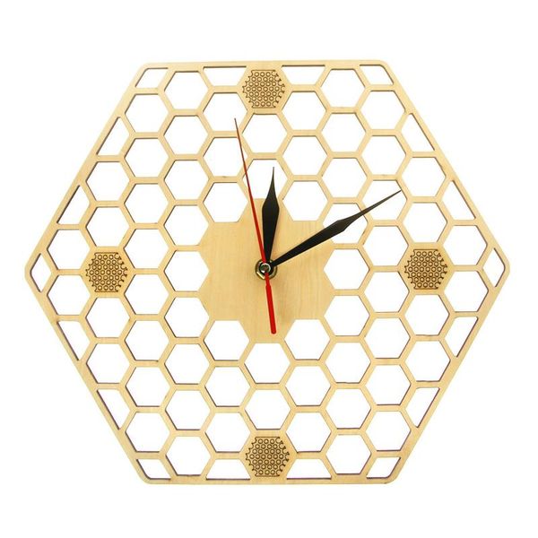 

wall clocks hexagonal honeycomb clock home decoration geometric watch wooden non ticking minimalis art