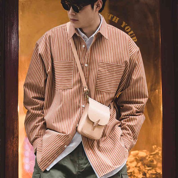 

men's jackets orange maden male shirts stripped, vintage washed, casual, loose shirt, pocket, shirts, solid cotton, clothing qt0y, Black;brown