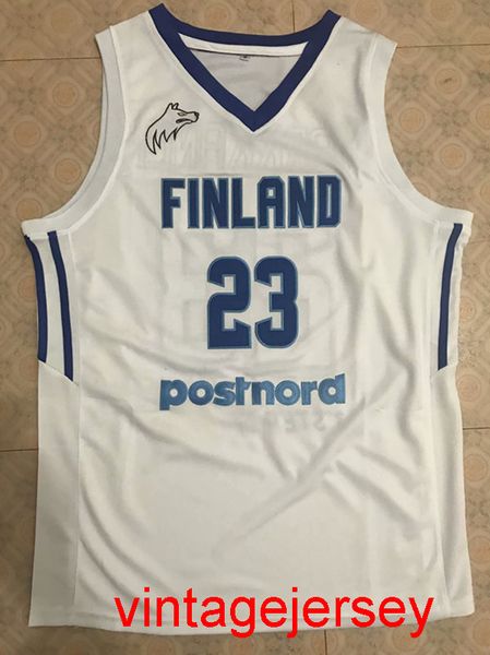 

23 lauri markkanen finland national team basketball jersey blue,white, or custom any player for any name embroidery men jerseys, Black