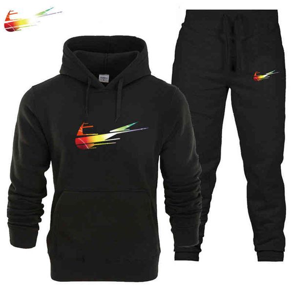 

autumn and winter leisure men's sweater plush hoodie sports suit, Gray