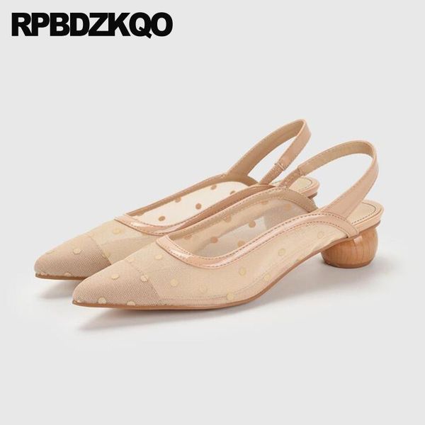 

dress shoes pumps slingback thick mesh low heels summer pink size 4 34 suede 2021 polka dot yellow chunky ladies pointed toe, Black