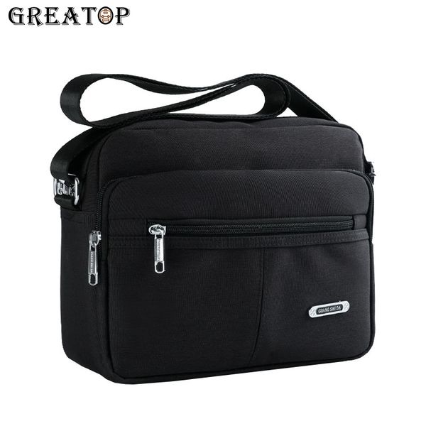 

greafashion solid canvas messenger bags buckle casual portable shoulder bag multi-pocket mens crossbags y0031, Black;red