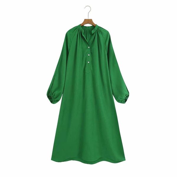 

casual dresses 2021 early autumn women's temperament v-neck silk satin texture long-sleeved dress office lady polyester, Black;gray