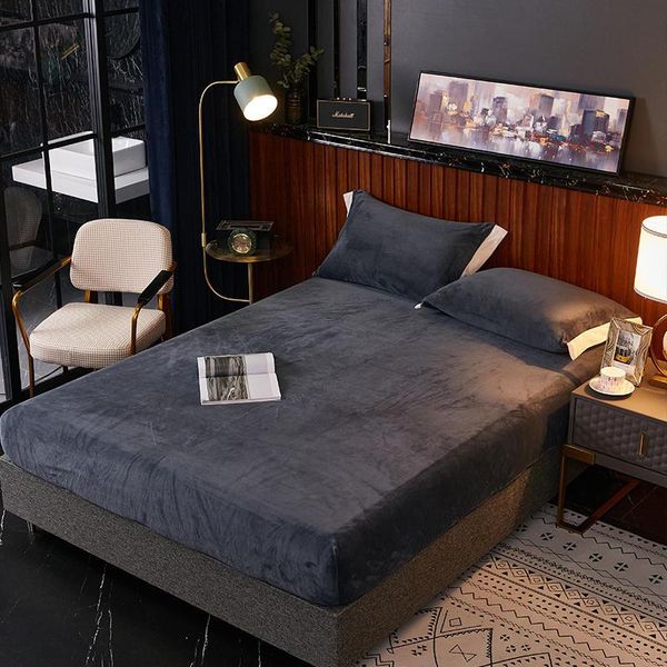 

sheets & sets 2021 flannel fitted sheet with elastic coral fleece warm bed for winter blanket on band queen/king size