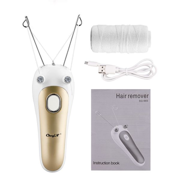 USB recarregável mulheres depilador de cabelo diodo emissor de luz led mola threading removedor de cabelo Defavorer Emale Shaver Razor rosto cuidado