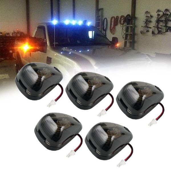 

emergency lights 5 pcs 9 led cab roof marker running signal lamp 12v smoked lens clearance light for 1999-2021