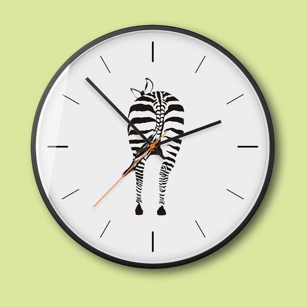 

wall clocks american minimalist cartoon zebra clock living room bedroom reception mute household