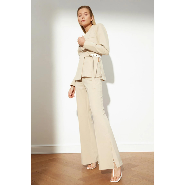 

women's jackets mink belt detailed jacket, Black;brown