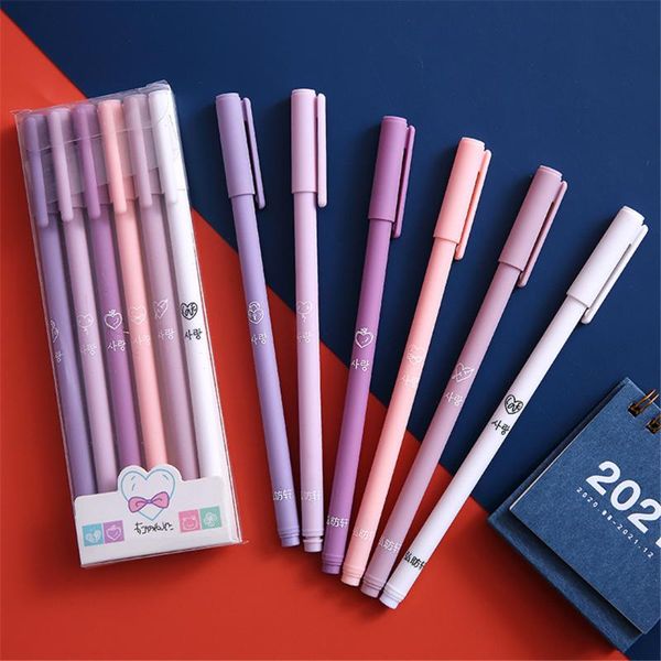 

gel pens 2021 6pcs/boxed morandi color set 0.5mm black ink neutral pen writing school office supplies kids stationery gift
