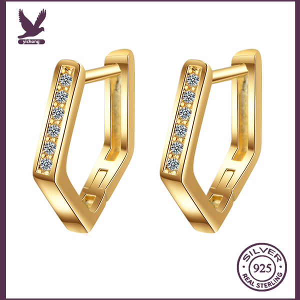 

hoop & huggie zircon earrings fashion style temperament ear buckle for charm women exquisite jewelry gift simple geometry, Golden;silver