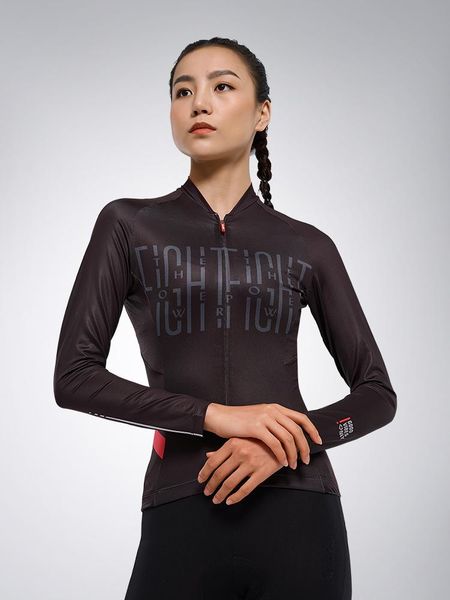 

racing jackets santic women cycling jersey long sleeve full zipper breathable mtb bicycle shirt reflective mountain bike clothing asian size, Black;red