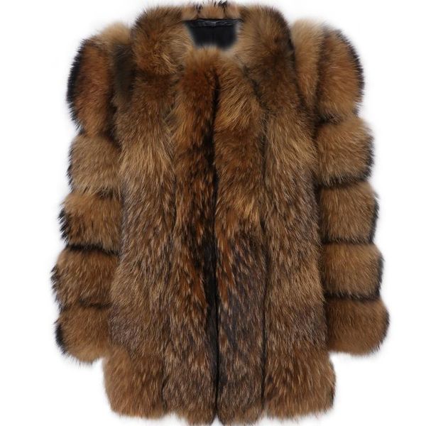 

women's fur & faux women natural raccoon ladies real coat long sleeve, Black