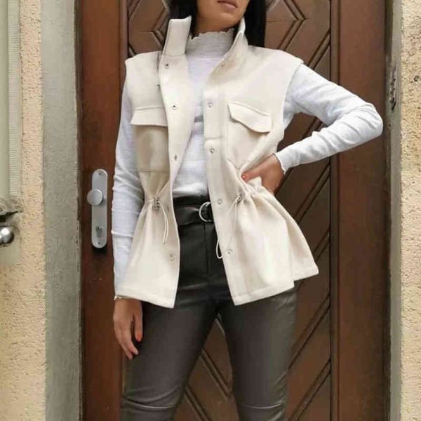 

knitting jacket vest sleeveless single breasted tank women veste femme 210521, White
