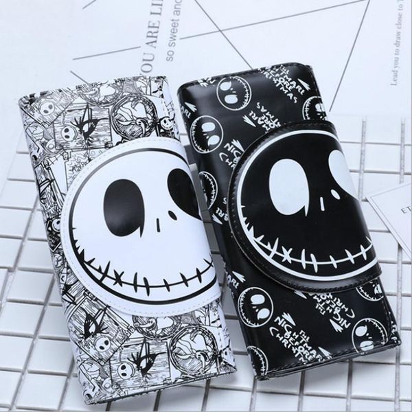 

design cute cartoon wallet fashion skull long purse for men and women with card holder coin, Red;black