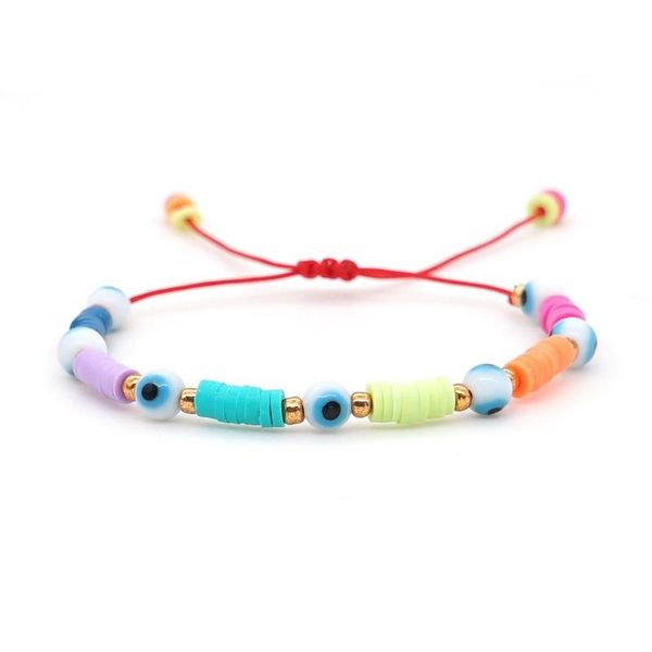 

beaded, strands colorful polymer clay beads lucky evil eye bracelet women bohemian adjustable rope couple bracelets bangles jewelry for, Black