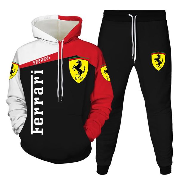 

jogging clothing printed sportswear fashion fall hoodie + pants 2-piece men's hooded suit outdoor hip hop workout clothes, Black;red