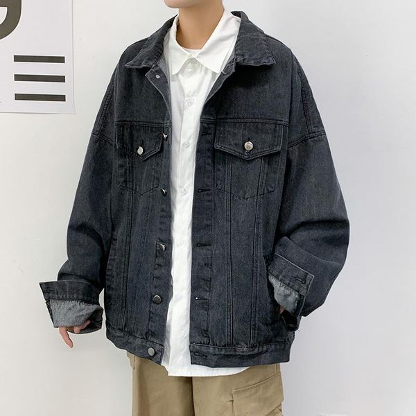 

men's jackets autumn vintage cowboy jacket fashion daily all-match handsome casual loose trend brand harajuku personality clothes, Black;brown