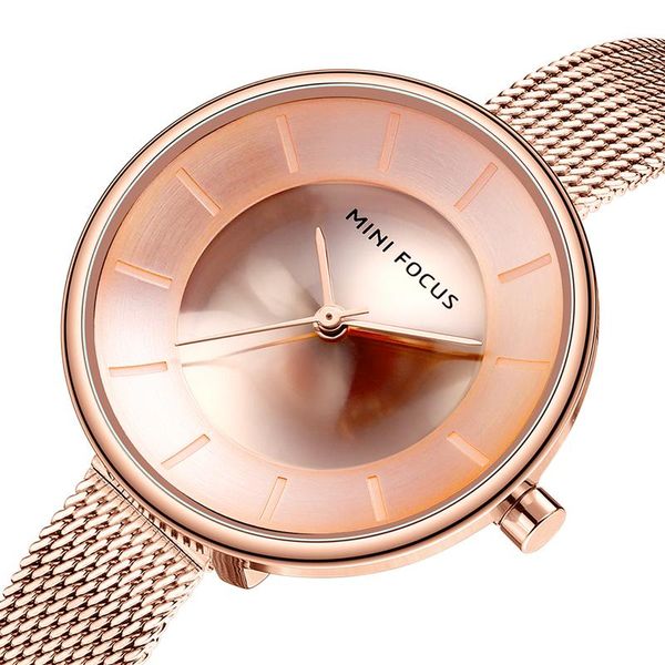 

wristwatches mini focus women watches waterproof simple fashion casual analog quartz mesh strap rose gold ladys wristwatch relogio feminino, Slivery;brown