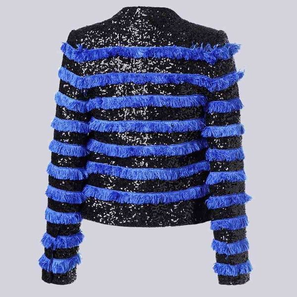 

european and american autumn high-quality heavy industry sequins tassel stitching suit, White;black
