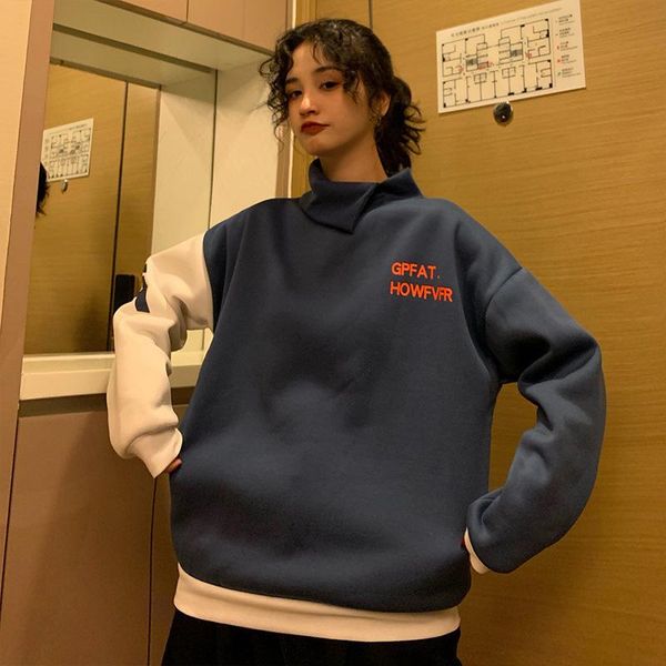 

han version of the spring and autumn design niche collar bf wind velvet women fashion jacket long sleeve women's hoodies & sweatshirts, Black