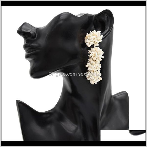 

clip-on & screw back jewelry drop delivery 2021 atmospheric personality fashion versatile street shooting handmade rice beads ea, Silver