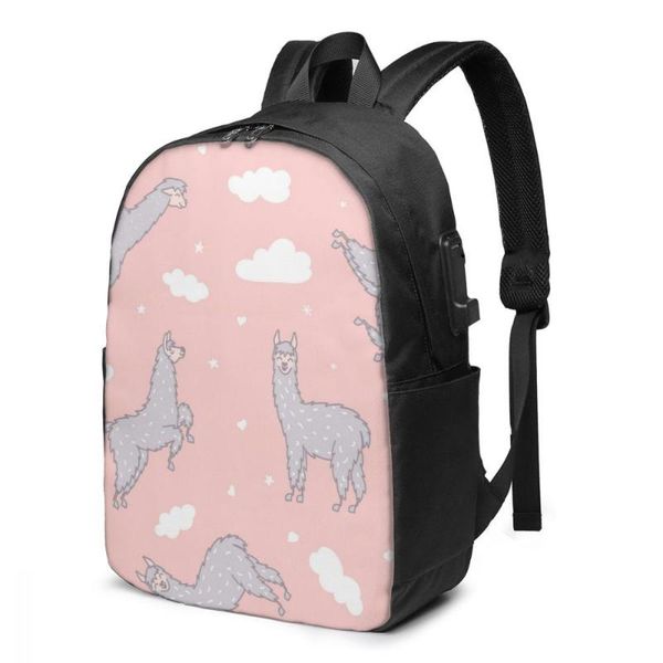 

backpack south america cute llama women men usb charge school bag for girl boy travel lapbookbag daypack