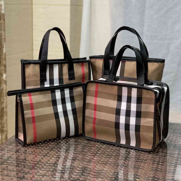 

cosmetic bags handbags style canvas thickened checkered large capacity washing women's mommy's work