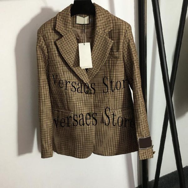 

women's suits & blazers 2021 luxury design temperament elegant vintage lattice suit coat fashion classic lapel long sleeve top, White;black