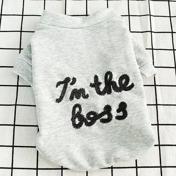 

dog apparel i am the boss vest cute design small puppy cat clothing spring and summer breathable teddy cotton clothes