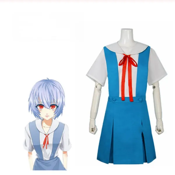 

anime costumes evangelion eva ayanami rei asuka langley soryu blue sailor dress school uniforms women halloween cosplay costume, Black